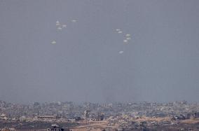 Aid Packages Are Airdropped Over The Gaza Strip - Palestine
