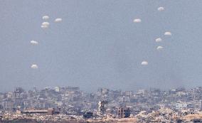 Aid Packages Are Airdropped Over The Gaza Strip - Palestine