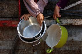 Palestinians Wait to Get Free Food - Gaza