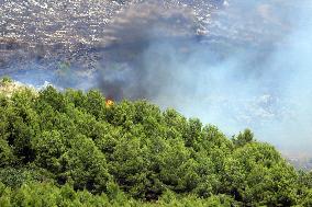 Fire Response in Santa Cristina Gela Helicopters Deployed - Italy