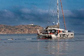 Noam Yaron at The Start of His 180 Km Swim from Calvi to Monaco