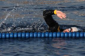 Noam Yaron at The Start of His 180 Km Swim from Calvi to Monaco
