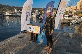 Noam Yaron at The Start of His 180 Km Swim from Calvi to Monaco