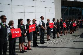 Air Canada Flight Attendants Hold Silent Protest at Vancouver Airport - Canada