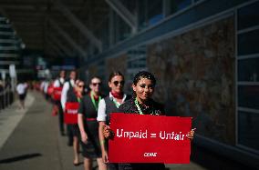 Air Canada Flight Attendants Hold Silent Protest at Vancouver Airport - Canada
