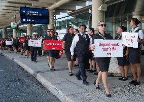 Air Canada Flight Attendants Hold Silent Protest at Vancouver Airport - Canada