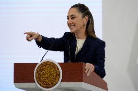 Mexican President Claudia Sheinbaum Holds Briefing Conference - Mexico