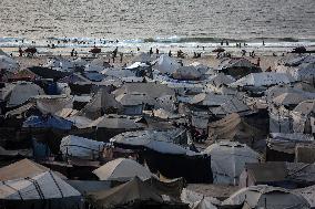 Gaza City Displacement Tents Erected for Evacuees - Gaza
