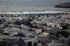 Gaza City Displacement Tents Erected for Evacuees - Gaza