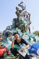 Anti-plastic pollution artwork in Geneve