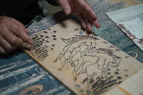 Jarud Woodblock Painting in Inner Mongolia - China