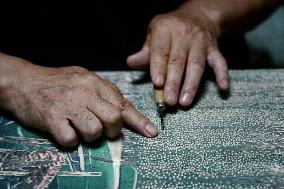 Jarud Woodblock Painting in Inner Mongolia - China