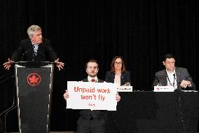 Air Canada Flight Attendants Disrupt Press Conference Amid Strike Threat - Toronto