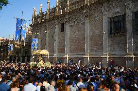 Procession of The Virgen De Los Reyes, Patron Saint of Seville - Spain