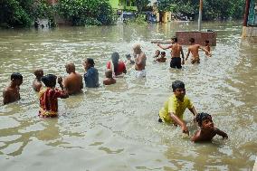 High Tide Submerges Sacred Site Kolkata - India