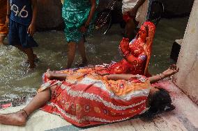 High Tide Submerges Sacred Site Kolkata - India