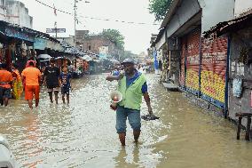 High Tide Submerges Sacred Site Kolkata - India