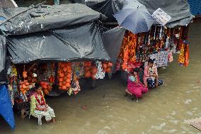 High Tide Submerges Sacred Site Kolkata - India