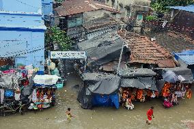 High Tide Submerges Sacred Site Kolkata - India