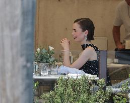 Lily Collins and Ashley Park on Emily in Paris Set in Venice - Italy