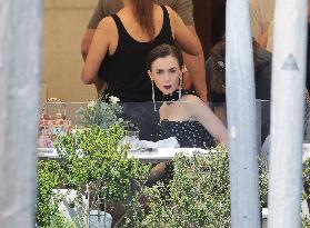 Lily Collins and Ashley Park on Emily in Paris Set in Venice - Italy