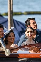 Lily Collins and Cast on Emily in Paris Set in Venice - Italy