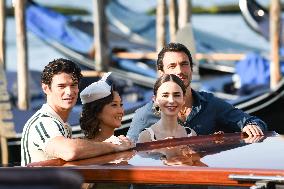 Lily Collins and Cast on Emily in Paris Set in Venice - Italy