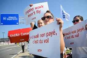 Air Canada Flight Attendants Strike - Montreal