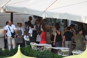 Lily Collins and Eugenio Franceschini on Emily in Paris Set - Venice