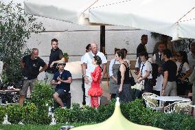 Lily Collins and Eugenio Franceschini on Emily in Paris Set - Venice