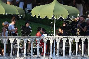 Lily Collins and Eugenio Franceschini on Emily in Paris Set - Venice