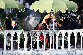 Lily Collins and Eugenio Franceschini on Emily in Paris Set - Venice