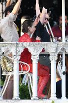 Lily Collins and Eugenio Franceschini on Emily in Paris Set - Venice