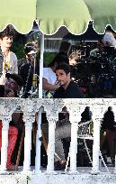 Lily Collins and Eugenio Franceschini on Emily in Paris Set - Venice
