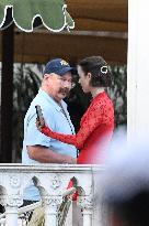 Lily Collins Takes a FaceTime Break during Emily in Paris Set - Venice