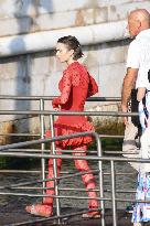 Lily Collins Back at Palazzo Franchetti for Emily in Paris Filming - Venice