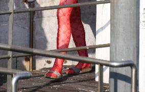 Lily Collins Back at Palazzo Franchetti for Emily in Paris Filming - Venice
