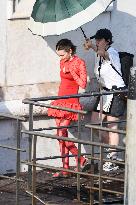 Lily Collins Back at Palazzo Franchetti for Emily in Paris Filming - Venice