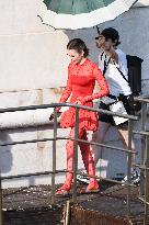 Lily Collins Back at Palazzo Franchetti for Emily in Paris Filming - Venice
