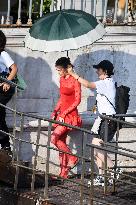 Lily Collins Back at Palazzo Franchetti for Emily in Paris Filming - Venice