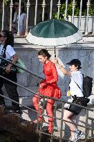 Lily Collins Back at Palazzo Franchetti for Emily in Paris Filming - Venice