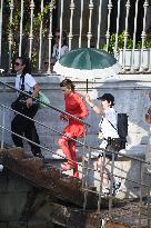 Lily Collins Back at Palazzo Franchetti for Emily in Paris Filming - Venice