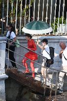 Lily Collins Back at Palazzo Franchetti for Emily in Paris Filming - Venice