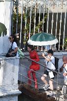 Lily Collins Back at Palazzo Franchetti for Emily in Paris Filming - Venice