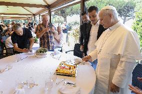 Pope Leo XIV Have Lunch With One Hundred Poor People - Castel Gandolfo