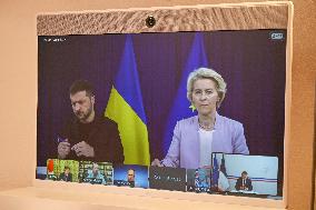 Videoconference Between Emmanuel Macron And The Coalition Of The Willing - Bormes-les-Mimosas