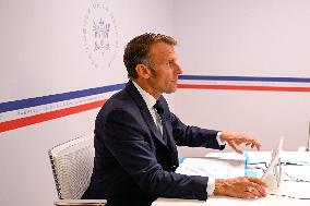 Videoconference Between Emmanuel Macron And The Coalition Of The Willing - Bormes-les-Mimosas