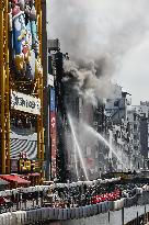 Fire at building in Osaka's popular Dotonbori district