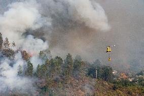 Larouco Fire Crosses Sil River into Lugo - Spain