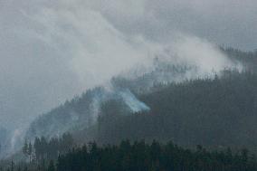 Rain and Smoke from South of Port Alberni - Canada